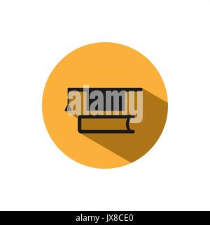 Mortarboard with book icon on a circle with shade Stock Vector