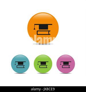 Mortarboard with book icon on a colores bubbles Stock Vector