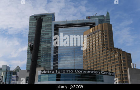 A view of the Woodpecker Column in front of the Metro Toronto Convention Center in Toronto, Ontario, Canada Stock Photo