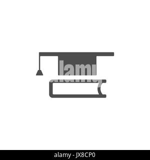 Mortaboark with book icon on white background illustration Stock Vector