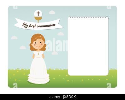 My first communion invitation with notes space Stock Vector