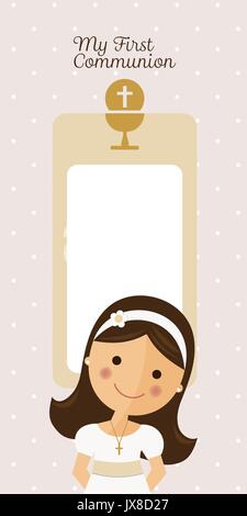 My first communion vertical invitation with message Stock Vector