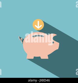 Piggy bank icon on blue background Stock Vector
