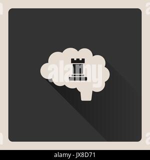 Smart brain illustration on dark square background with shade Stock Vector
