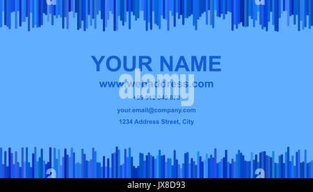 Business card template design - identity illustration with vertical stripes in blue tones Stock Vector