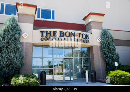 A logo sign outside of the headquarters of The Bon-Ton Stores, Inc., in York, Pennsylvania on July 30, 2017. Stock Photo