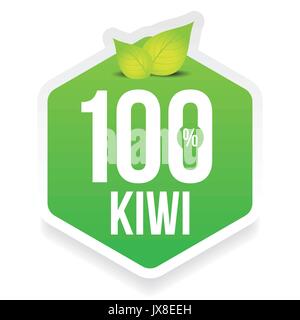 Hundred percent fresh kiwi label Stock Vector