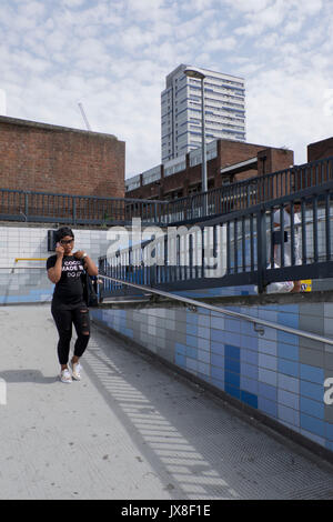 Grenfell Tower type cladding considered fire risk due to removed from Ferrier Point in a council estate in Newham, London,England,UK Stock Photo