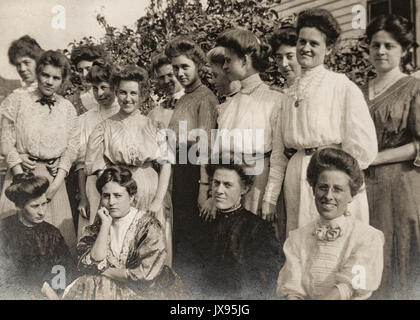 Women posing for a group photo in Minnesota 1907 1908 Stock