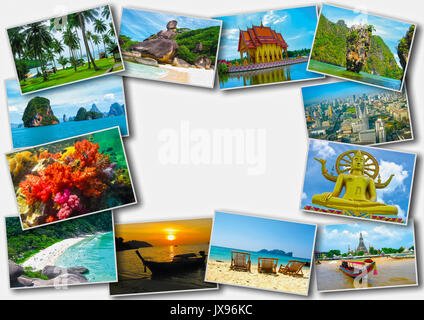 Thai travel tourism concept design - collage of Thailand images Stock Photo