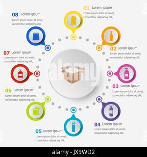Infographic template with packaging icons, stock vector Stock Vector