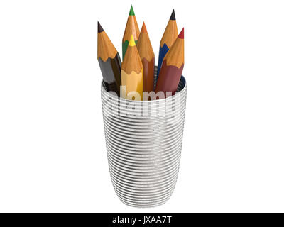 bunch of colored pencils isolated on white Stock Photo