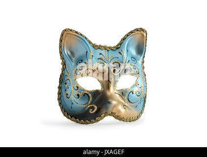 Classical venetian Cat Mask with. Isolated on white with clipping path Stock Photo