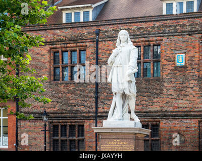 Andrew Marvell Statue outside the Hands on History Museum in Trinity Square in the Old Town at Hull Yorkshire England Stock Photo