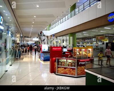 ANGONO, RIZAL, PHILIPPINES - AUGUST 12, 2017: Stores, shops, cafes and restaurants inside the SM East Ortigas Mall. Stock Photo