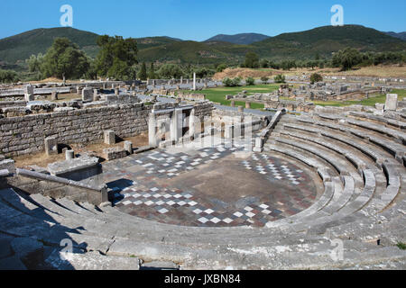The Ekklesiasterion or assembly hall within the ancient site of Messini, Peloponnese Stock Photo