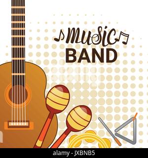 Music Band Instruments Set Banner Musical Concert Poster Concept Stock Vector
