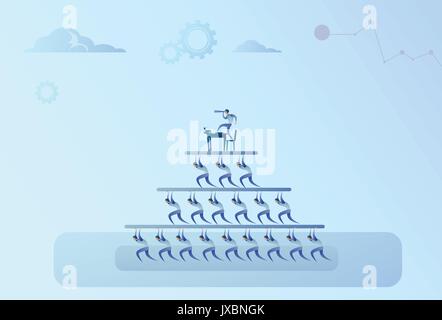 Business People Team Hold Businessman With Binocular Looking In Future Leader Success Concept Stock Vector