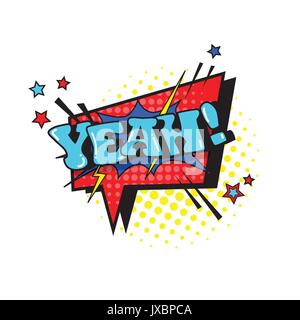 Comic Speech Chat Bubble Pop Art Style Yeah Expression Text Icon Stock Vector