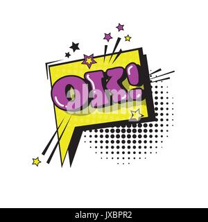 Comic Speech Chat Bubble Pop Art Style Ok Expression Text Icon Stock Vector