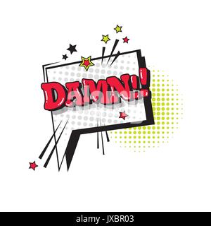 Comic Speech Chat Bubble Pop Art Style Damn Expression Text Icon Stock Vector