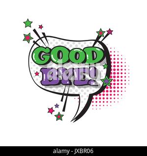 Comic Speech Chat Bubble Pop Art Style Good Bye Expression Text Icon Stock Vector