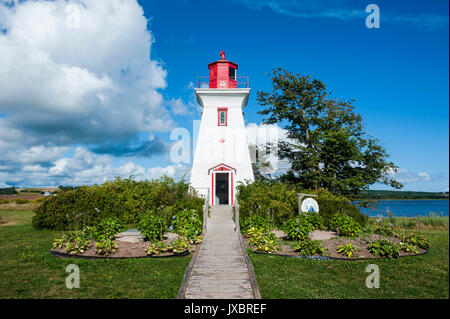 Little lighthouse in the harbour of Victoria, Prince Edward Island, Canada Stock Photo