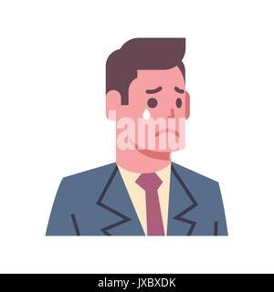 Male Crying Upset Emotion Icon Isolated Avatar Man Facial Expression Concept Face Stock Vector