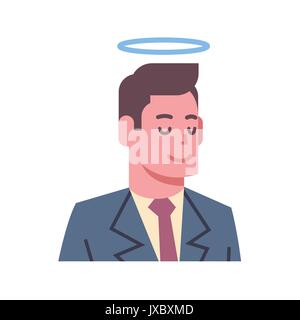 Male Head With Nimbus Emotion Icon Isolated Avatar Man Facial Expression Concept Face Stock Vector