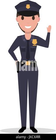 Vector cartoon woman police officer in uniform Stock Vector