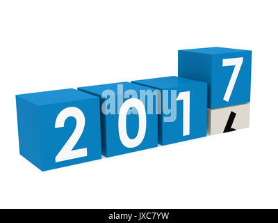 New year 2017 Blocks in blue, 3D rendering Stock Photo