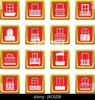 Window forms icons set red Stock Vector