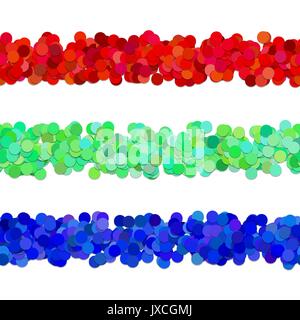 Repeatable abstract dot pattern page dividing line design set - vector graphic elements from colored circles Stock Vector