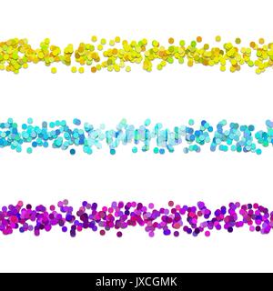 Seamless dot pattern page dividing line design set - vector decoration elements from colored circles Stock Vector