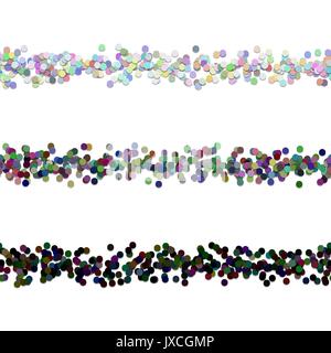 Seamless dot pattern paragraph dividing line design set - vector graphic elements from multicolored circles Stock Vector