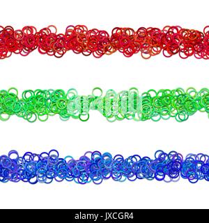 Abstract circle pattern page separator line decoration set from colored rings - repeatable vector graphic elements Stock Vector