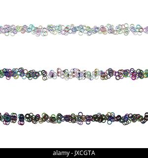 Random circle pattern page divider line design set from colored rings - repeatable vector graphic elements Stock Vector