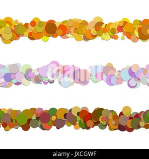 Random dot pattern line separator set from colored circles - vector design elements to divide page parts Stock Vector