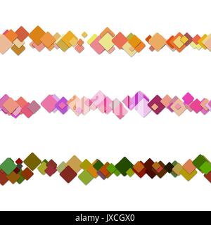 Repeatable random square pattern page separator line design set - vector graphic elements from diagonal rounded squares Stock Vector