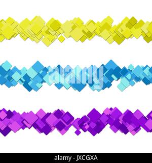 Repeatable random square pattern paragraph dividing line design set - vector graphic design elements Stock Vector