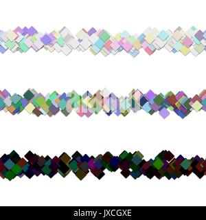 Repeatable abstract square pattern paragraph separator line design set - vector decoration elements Stock Vector