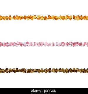 Seamless dot pattern paragraph divider line set - vector graphic elements from colored circles Stock Vector