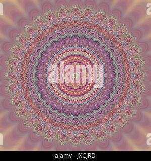 Abstract mandala fractal background - circular symmetry vector pattern graphic design from concentric oval shapes Stock Vector