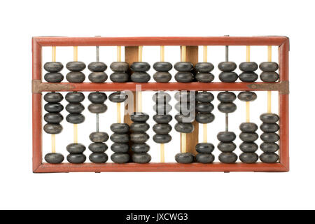 old chinese abacus isoladted on white background Stock Photo