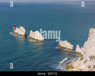 The coastline at the Needles beauty spot on the Isle of Wight. Stock Photo