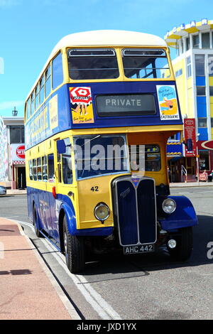 Preserved Eastbourne Corporation AEC Regent double-deck bus AHC 442 seen on a visit to Southsea. Stock Photo