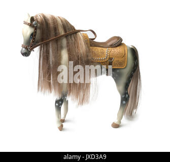 Plastic horse realistic toy - white background isolated Stock Photo