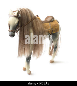 Plastic horse realistic toy - white background isolated Stock Photo