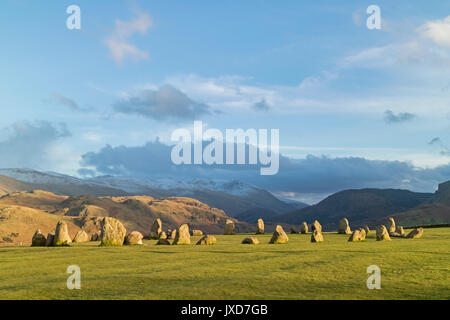 Castlerigg Stone Circle a neolithic monument in the Lake District National Park near Keswick, Cumbria, England, UK Stock Photo
