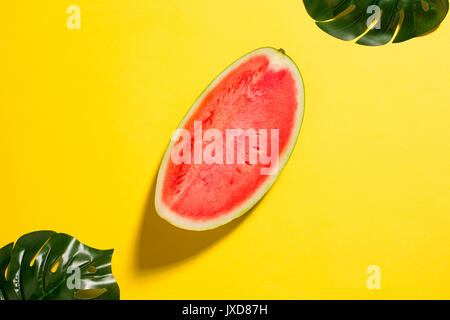 Watermelon on yellow background Stock Photo